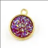 Charms Fashion Gold Color 12 мм подвеса Druzy for Drusy Countrace Серьги для ювелирных изделий выводы по доставке компонентов Otlwr