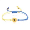 Charm Armband 9 Olika m￶nster Kreativa f￤rger Matchande armband ukrainska flaggf￤rg Handgjorda handv￤vda justerbara fl￤tade Dr OT8RQ