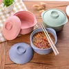 Bowls 1 Pcs Wheat Straw Instant Noodles With Lids Rice Soup Container Kitchen Drop Dowl Healthy Tableware