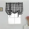 Curtain Plaid Printed Roman Cotton Linen Window Adjustable Blinds Blackout Drapes For Living Room Kitchen