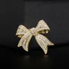 Trendy Gold Color Bow Brooches for Women Wedding Jewelry Dress Suit Corsage Pin Clothing Accessories Birthday Party Gift