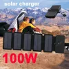 Solpaneler Fällbar solpanel 100W USB Solcell Portable Folding Waterproof 12V Solar Charger Outdoor Mobile Power Battery Sun Charging 230113