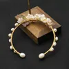 Bangle Trendy Jewelry Natural Freshwater Pearls Flower Gold Handmade Fashion Open Armband For Women Girls Anniversary Gifts