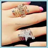 Band Rings Engagement Elegant Rhinestone Pentagram Star Love Spiral Spring Finger Ring Wedding Drop Delivery Jewelry Dh4Ee