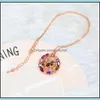 LACKETS MONA LISA Colorf Zircon Necklace Beautif Moon Round Pendant in Wish Drop Delivery Smycken Halsband hängsmycken Otuzr