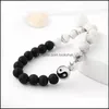 Beaded Female Strand Bracelet Classic Natural Stone White And Black Yin Yang Bracelets For Men Women Friend Drop Delivery Jewelry Ott8U