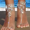 Enkelbanden 1 van de verstelbare ketting vlinder vlinder Barefoot Sandals Sandalen Dames Dames Sandalen Bruiloft Sieraden Enklet met strass Teen Ring Leaf Bruidaal