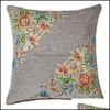 Cushion/Decorative Pillow 45X45Cm Luxury Vintage Decorative Cushion Er Floral Pillows Case For Car Sofa Decor Pillowcase Home Ers Dr Otpwd