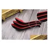 Spoons Wholesale 500Pcs Red Black Color Home Flatware Japanese Plastic Bowl Soup Porridge Spoon Drop Delivery Garden Kitchen Dining B Dh5Ay