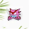 Pins Brooches Cartoon Pink Wolf Head Brooch For Boys Vicious Animal Enamel Pin Wholesale Creative Metal Badges Jewelry Small Fashio Dh8Kl