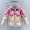 여성용 조끼 여성을위한 화이트 오리 다운 재킷 5 포인트 스타 패턴 컬러 매칭 패션 세련