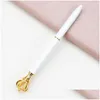 Gel Pens Creativity Crown Adornment Crystal Pen Gem Ballpoint Ring Wedding Office Metal Rings Roller Ball 8 Style Drop Delivery Scho Dhsdn