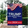 Banner Flags Trump 2024 Flag Make America Great Again Stati Uniti repubblicani Anti Biden Never Americas President Donald Funny Garden Campaig Dhxko
