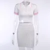 Work Dresses Knitted Sweater Suits Women's Summer Clothing Short-sleeved Exposed Navel T-Shirt & Skirt 2 Pcs Sets Slim Sexy K368