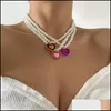 Chokers moda kolorf miłość serc perłowy naszyjnik dla kobiet przyjaciele pary tęczowe łańcuch Choker naszyjniki miłośnicy biżuterii upuść zależność ot5av