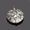 Pendant Necklaces Handmade Jewelry Gold Color Wired Tree Flat Round Natural Abalone Shell Mother Of Pearl Pendants DIY For Women