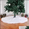 Décorations de Noël Jupe d'arbre blanc Peluche Fausse Fourrure Tapis de Noël Année Décoration Festival Guirlande Ornement Drop Livraison Jardin Fes OTD2S