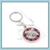 Keychains Lanyards Creative Russian Turntable 360 ​​Degrees Rotatable Keychain Car Styling Personlighet Present Keyrings Keyring Key Hol OT3BQ