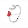 Band Rings Moissanite Diamond Ring for Woman Red Heart deslumbrante U letra Mulheres jóias de luxo noivado de casamento de serra ajustável Dro dh3ad