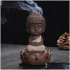 Lampade profumate Piccolo monaco Turibolo Regali decorativi Ceramica Sabbia viola Buddha Bruciatore di incenso per la decorazione domestica Arti e mestieri 4 Col Dhq4N