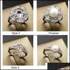 Jewelry Settings Fashion Design Pearl Ring Setting For Women Adjustable Part Fittings Charm Accessories Diy 925 Sier Jewellery Drop D Dhxjb