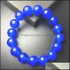 Perles de haute qualité en pierre naturelle Aigue-marine Bracelets Perles rondes Élasticité Corde Bleu Cristal Yoga Femmes Hommes Bracelet Psera Hombr Otgj9