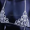 Belly Chains Women Heart Rhinestone Bra Body Chest Chain Accessories Crystal Jewelry Transparent Thong Panties Underwear 49 E3 Drop D Dhxom
