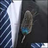 Pins Brooches Men Suit Peacock Feather Pin Originality Manual Necktie Pins Personality Classic Jewelry Cor Drop Delivery Otwhn