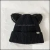 Beanie/Skull Caps Beanie/Skl schattige hoed met oren Warm vrouwelijke pet gebreide winter sklies 2021 vrouwen buitenboanies panama dame drop de otkgx