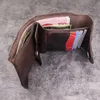 Wallets Vintage Tan Leather Wallet For Men And Women With Coin Pocket Small Slim Casual Mens Trifold