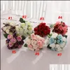 Decorative Flowers Wreaths Branchlets Fake Rose Artificial Flower High Quality Silk Plastic Simation Home Party Wedding Decorate R Otusj