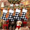 Christmas Decorations Home Decoration New Year Gift Xmas Candy Bag Red Black Buffalo Plaid Stocking For Kids Drop Delivery Garden Fe Dhovs