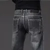 Men's Jeans Winter Warm Men Fleece Fashion Grey Antitheft Zipper Design Stretch Regular Fit Denim Pants Male Brand Trousers 230113