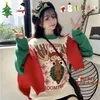 Kvinnors tröjor Autumn and Winter Woman Bottoming Knitwear Sweater Christmas Red Ins Thicked Warm Fashion Casual Loose Sweet Girl Pullover 230113
