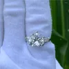 Ringos de cluster Os amantes da moda prometem anel de coração cortado de 12 mm SONA CZ 925 Becha de casamento de noivado de prata esterlina para jóias femininas