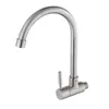 Kitchen Faucets 304 Stainless Steel Faucet Wall-mounted Sink Single Hole Rotatable Cold Water Dish Tap