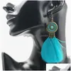 Dangle Chandelier Fashion Jewelry Womens Vintage Circar Glaze Fluffy Feather Tassel Long Earrings Drop Delivery Dhtvh