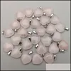 Charms Pierre Naturelle 15Mm Coeur Rose Quartz Cristal Lapis Lazi Turquoise Opale Pendentif Diy Pour Collier Boucles D'oreilles Fabrication De Bijoux Drop Oto83