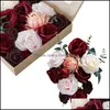 Dekoracyjne kwiaty wieńce Newartificial z pudełkiem Biała różowa niebieska róża na majsterkowanie bukietów ślubnych
