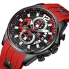 Armbanduhren MINI FOCUS Mode Herrenuhren Top Marke Luxus Quarz Wasserdichte Sportuhr Armbanduhr Relogio Masculino Rotes Silikonarmband 230113