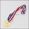 Bomboniera Medaglie dorate personalizzate Sublimazione St Pattern Design Medaglia Premi maratona con cordino Rra11195 Drop Delivery Home Otagc