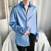 Men's Casual Shirts Men's Shirt Long-sleeved Blouses Spring Autumn Korean Style Vintage Cardigan Top Solid Color Oversized Loose Male