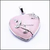 Collane a pendente all'ingrosso 36 x 32 mm a forma di cuore branding rosa collana di pietra vari per gioielli fai -da -da -te st008 drop drop otmgc