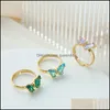 Cluster ringen elegante colorf transparante glazen kristallen vlinderring voor vrouwen eenvoudige stijl snoep kleur meisje feest sieraden cadeau dro dh0wk