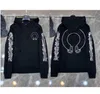 Mode lyxiga herrjackor tröjor ch designer hoodies blixtlås sanskrit graffiti huva tröja cross pullover hoodie casual women tops 1ha0