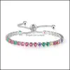 Tennis Europeiska och amerikanska f￤rg Zirkonarmband Kvinnor Diamond Crystal Birthday Drop Delivery Jewely Armband Otvjw