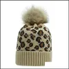 Beanie/Skull Caps Beanie/Skl Women Winter Warmited Beanie Hat Vintage Leopard Animal Print Fuffy Pompom Cuffed Skl Cap Head er e otvgw