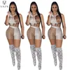 Zweiteiliges Kleid 2022 Neue Sexy Street Style Sets Ärmelloses Revers Tau Taille Top Elastische Kurze Hosen Gedruckt Zwei Stück Sets T230113