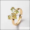 Cluster ringen elegante colorf transparante glazen kristallen vlinderring voor vrouwen eenvoudige stijl snoep kleur meisje feest sieraden cadeau dro dh0wk