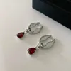 Stud Earrings Product Brass With Real Gold Plated Wine Red Drop Zircon Pearl Pendant Women's Fine Jewelry 2023